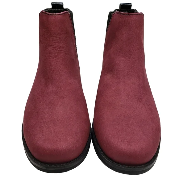 Marc JosephNIB Williamsburg Bootie Wine Nubuck Leather Pull On Boots Girl 3.5